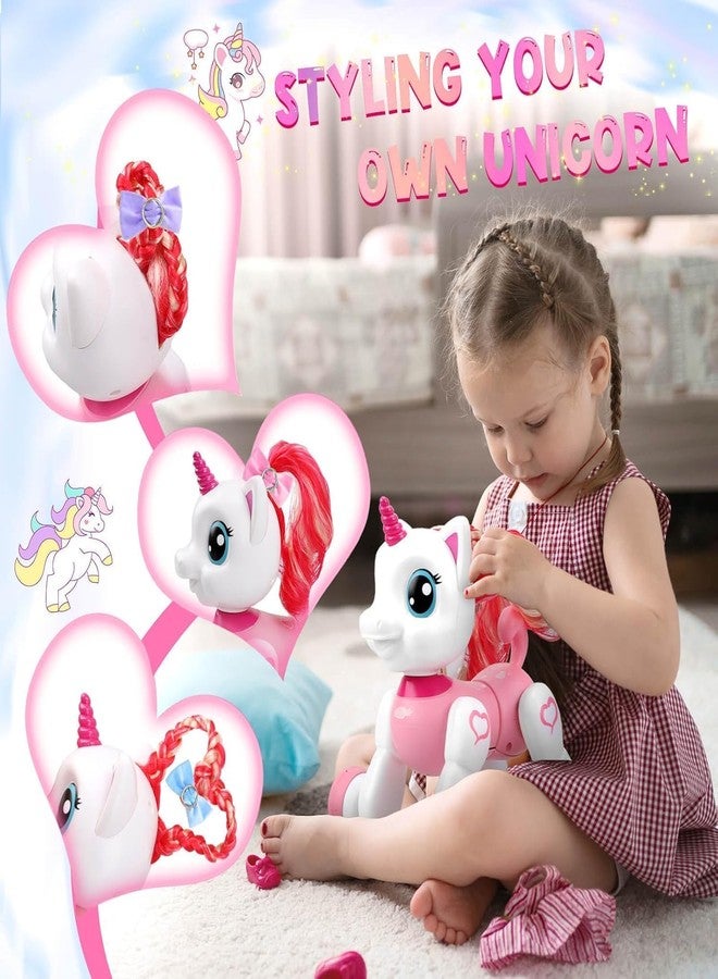 Gemcza Remote Control Unicorn Robot Pet Toy for Girls Ages 3-8 - Interactive Walking Singing Dancing Unicorn with Lights - Pink Birthday Gift for 4 5 6 7 Year Old Kids & Toddlers - Image 5